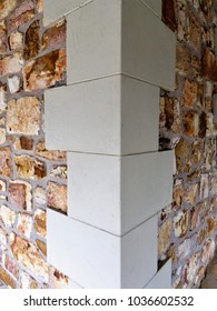 Darwin, Northern Territory 02/20/2018.  Close Up Of Stone Work At Court House Which Survived In Part After Cyclone Tracy In 1974 And Was Rebuilt On The Same Site.