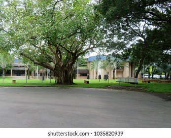 Darwin, Northern Territory, Australia 2/20/2018. Civic Square Darwin Featuring HMS Beagle Ship Bell Chime And Other Bells Forming Musical Instrument Accessible To The Public. Also Tree Of Knowledge.