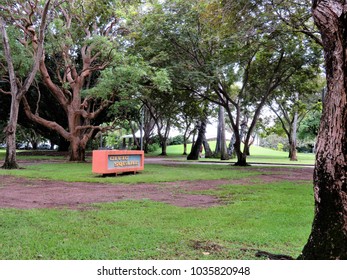 Darwin, Northern Territory, Australia 2/20/2018. Civic Square Darwin Featuring HMS Beagle Ship Bell Chime And Other Bells Forming Musical Instrument Accessible To The Public. Also Tree Of Knowledge.