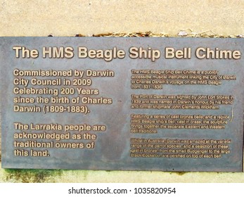 Darwin, Northern Territory, Australia 2/20/2018. Civic Square Darwin Featuring HMS Beagle Ship Bell Chime And Other Bells Forming Musical Instrument Accessible To The Public. Also Tree Of Knowledge.