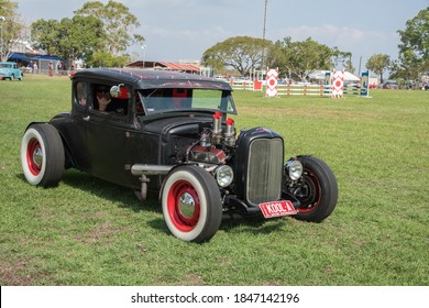 Darwin, NT, Australia- July 27,2018: Automobile Procession With Black Ford Model A Hotrod At The Darwin Show At Outdoor Fairgrounds