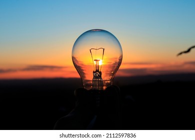 São Thomé das Letras, Minas Gerais, Brazil: Bulb lamp at sunset in the mountains - Shutterstock ID 2112597836