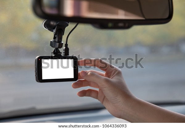 Dash cam on car\
windshield