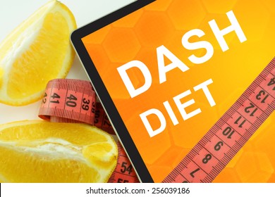 Dash diet on tablet.  - Shutterstock ID 256039186