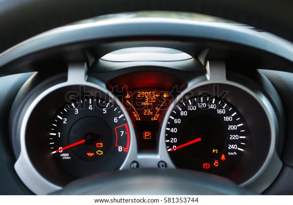 Dashboard Close Car Interior Red Light Stock Photo Edit Now