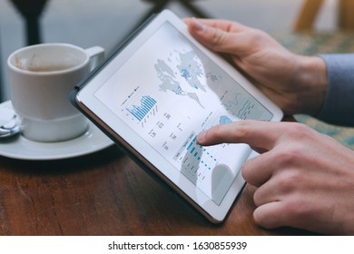dashboard data analytics on the screen of digital tablet computer, financial report statistics