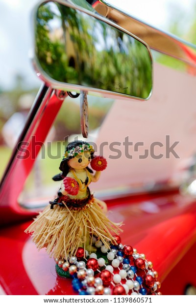 Dashboard Detailed Decoration Hawaiian Dancing Hula Stock Photo