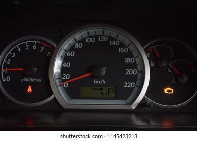 an odometer indicates