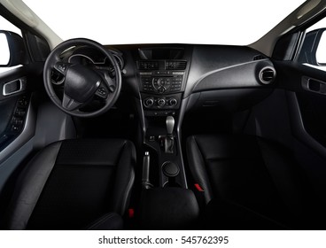 Dashboard Of Modern Pickup Truck Car With Isolated Windows