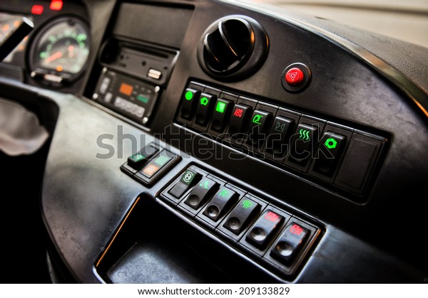 dashboard on the\
bus