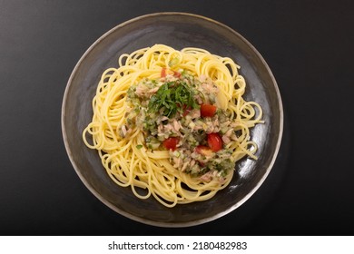 Dashi pasta with finely chopped summer vegetables, a local dish of Yamagata prefecture in Japan