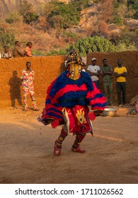 Dassa, Benin - 31/12/2019 - Ceremonial mask dance, Egungun, voodoo, Africa