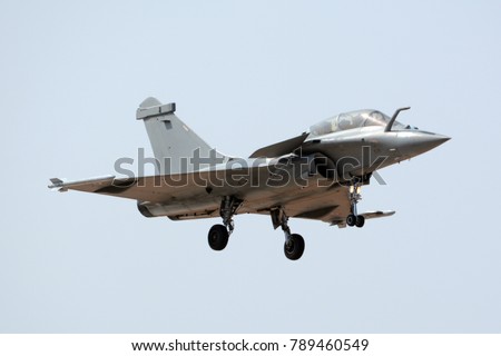 Dassault Rafale fighter jet landing.