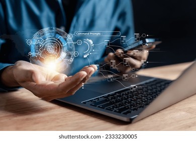 Data analysis of ai artificial intelligence process with technology processor to planning business information data, tech, network corporate concept.