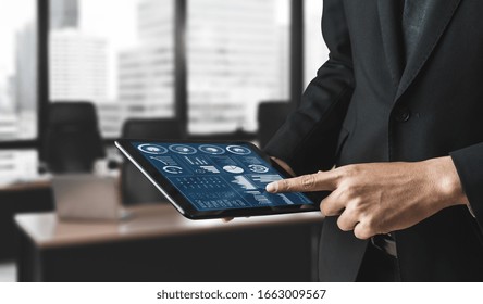 Data Analysis for Business and Finance Concept. Graphic interface showing future computer technology of profit analytic, online marketing research and information report for digital business strategy.