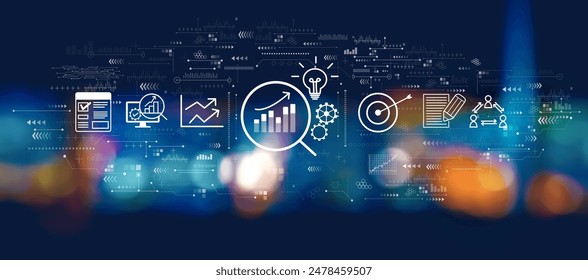 Data Analysis concept with blurred city lights at night - Powered by Shutterstock