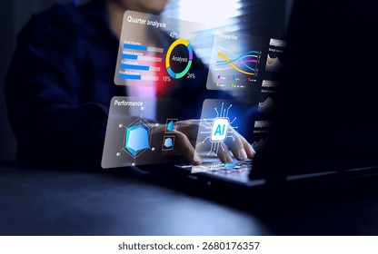 data analysis concept with a man working on laptop computer to using ai as assistant to analysis data and investment planning - Powered by Shutterstock - Get 15% off with code: PIKWIZARD15