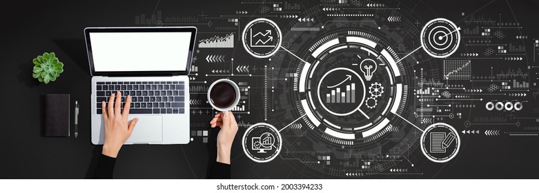 Data Analysis concept with person using a laptop computer