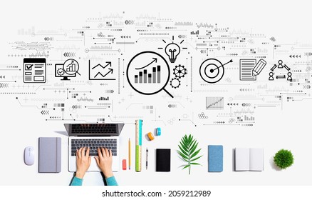 Data Analysis concept with person using a laptop computer