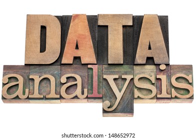 data analysis- isolated text in vintage letterpress wood type