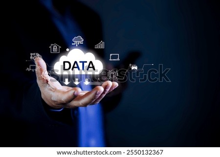 data analysis and Management concept. Using Ai technology  for data analysis and Management . big data analysis, Software for archiving, searching,  managing and analysis.