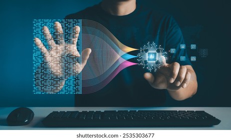 Data analysis science and big data with AI technology. An analyst or Scientist uses a computer and dashboard to analyze information on complex data sets on a computer. Insights development engineer. - Powered by Shutterstock