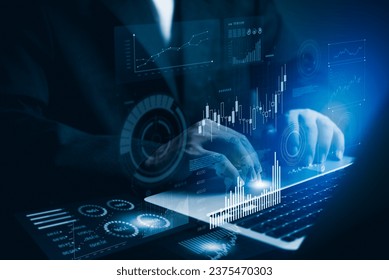 Data analysis and software development, business financial graph growth and global marketing network. innovative big data science and big data strategy, digital technology economy on virtual screen.