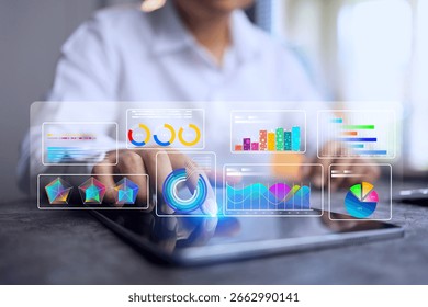 Data analyst concept professional analyzes to extract meaningful insights and inform business decision to helping organizations understand the data and use it to improve performance and achieve goal