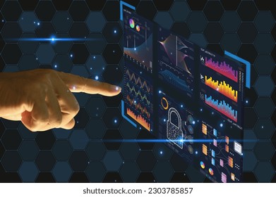 Data Analytic Dashboard Big data collection conceptinternet network connection, futuristic innovation technology background