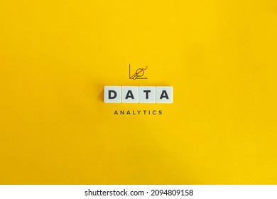 Data Analytics Banner and Icon. Block letters on bright orange background. Minimal aesthetics.