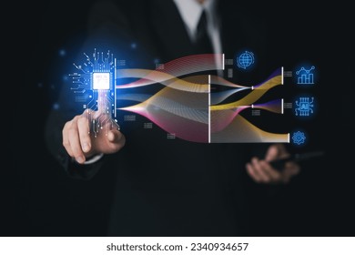 Data analytics big data. Analyst working or Project management with smartphone in startup business. Businessman data management system statistics and analytics. KPI report and Planning strategy.