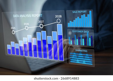 Data Analytics concept, Data Annotation, Data Analysis, Businessman use laptop analyzing data to track customer loyalty programs and retention strategies - Powered by Shutterstock - Get 15% off with code: PIKWIZARD15