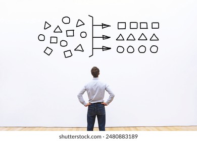 Data analytics concept, sort by type and category criteria, classify and categorize by parameter.