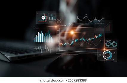 Data analytics dashboard with charts, indicators, and performance metrics, reveals trends, data analytics drives growth, supports insight, and data analytics improves decisions. Latch - Powered by Shutterstock - Get 15% off with code: PIKWIZARD15