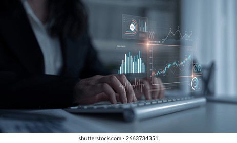 Data analytics dashboard with charts, indicators, and performance metrics, reveals trends, data analytics drives growth, supports insight, and data analytics improves decisions. Latch