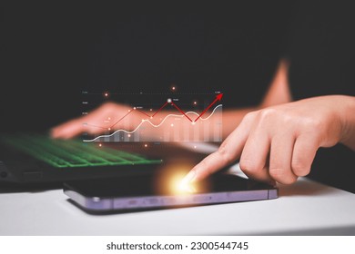 Data analytics report business strategy, management tools, Stock market indicator or forex trading graph and financial investment.
