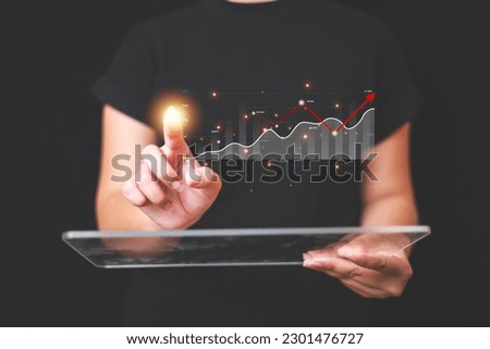 Data analytics report business strategy, management tools, Stock market indicator or forex trading graph and financial investment.