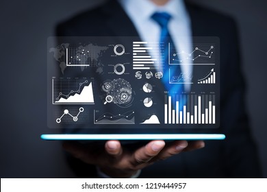 Data analytics report and key performance indicators on information dashboard for Business strategy and business intelligence.