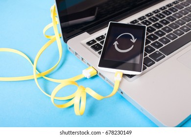 Data Backup Laptop and Smartphone Synchronize Online Connection