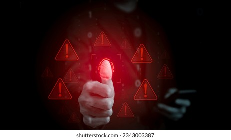 Data breach cybersecurity vulnerability. Warning alert system concept, system hacked on computer network, cybercrime and virus, Malicious software, compromised information, illegal connection, login,