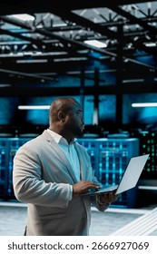 Data center admin running system diagnostic tests and error checking utilities, automating anomaly detection. IT expert monitoring server performance, looking for network issues affecting rigs