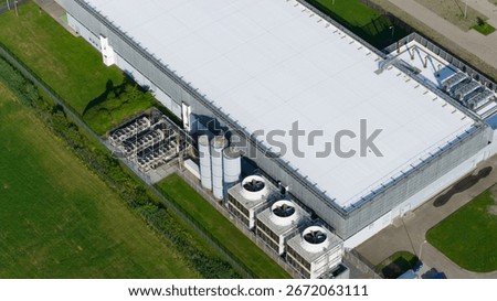 data center, cloud services, intenret infrastructure, IT, Big data, server space. Aerial photo. The Netherlands.
