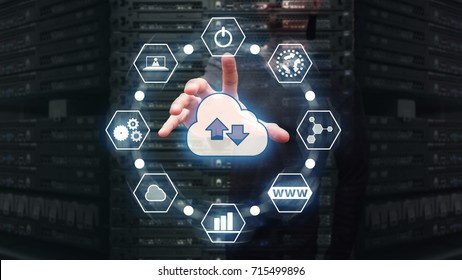 Data center communication network cloud service concept