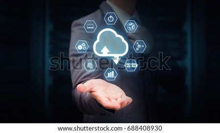Data center communication network cloud service concept