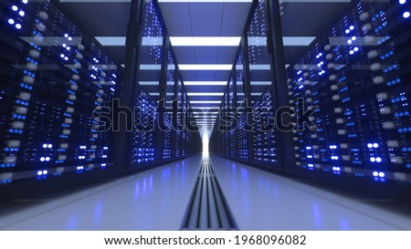 Data Center Computer Racks In Network Security Server Room Cryptocurrency Mining