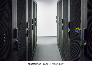 Data Center. Computer Server Storage Units In Office Building