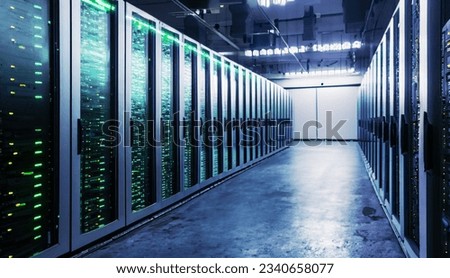 Data center in server room with server racks