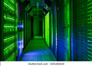 Data center, server room. Web internet and network telecommunication technology, big data storage, cloud computing computer service business concept. - Powered by Shutterstock