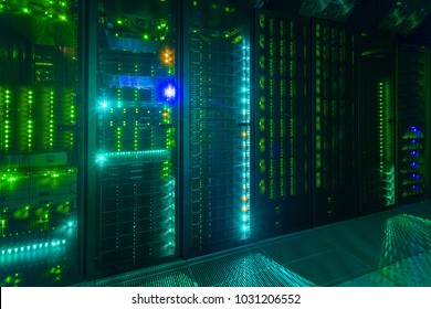 Data center, server room. Web internet and network telecommunication technology, big data storage, cloud computing computer service business concept. - Powered by Shutterstock