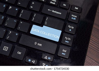 Data Collection write on keyboard isolated on laptop background